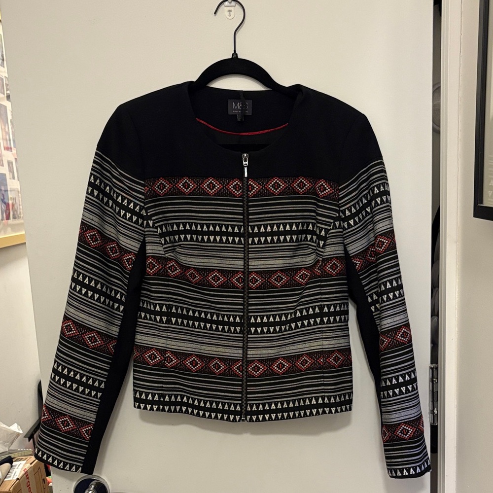 M&S Collection Black and Red Patterned Blazer